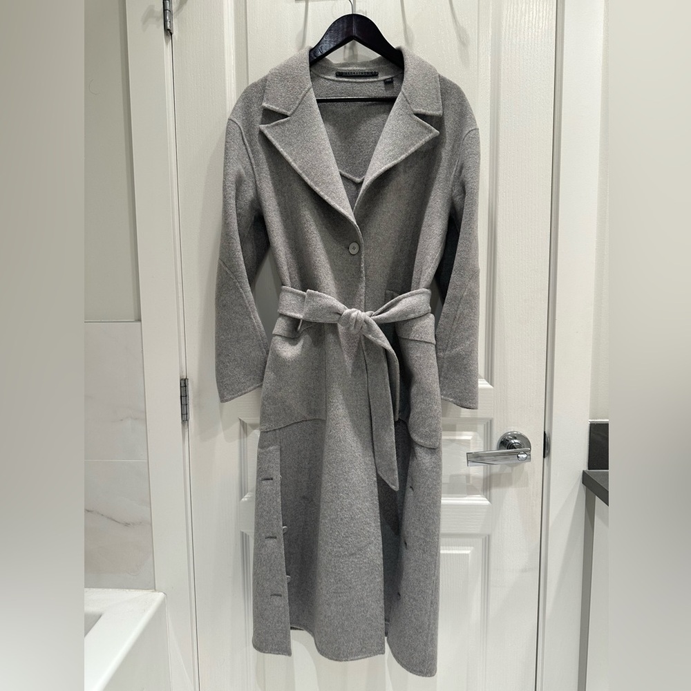All Saints Grey Wool Belted Coat – US 4 - Picture 4 of 12